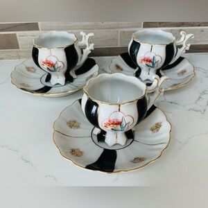Antique Ohashi China Demi-Tass Tea Cup Set